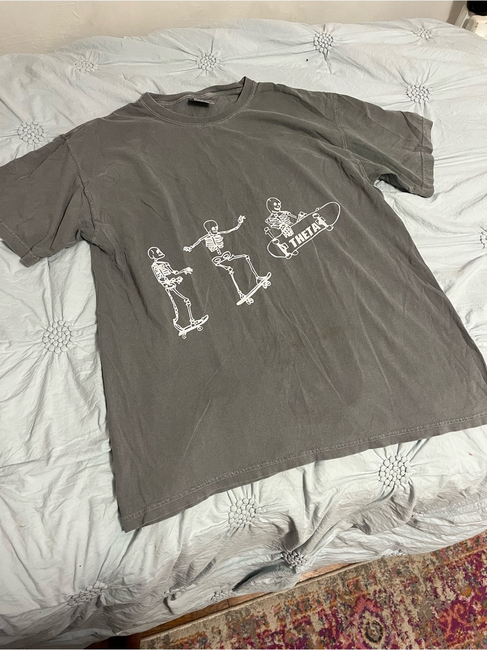 Grey Theta Tee with Skeleton Graphic